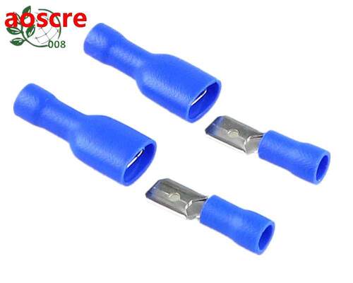 50PCS blue FDFD2-250 Female with Male Spade Insulated Electr