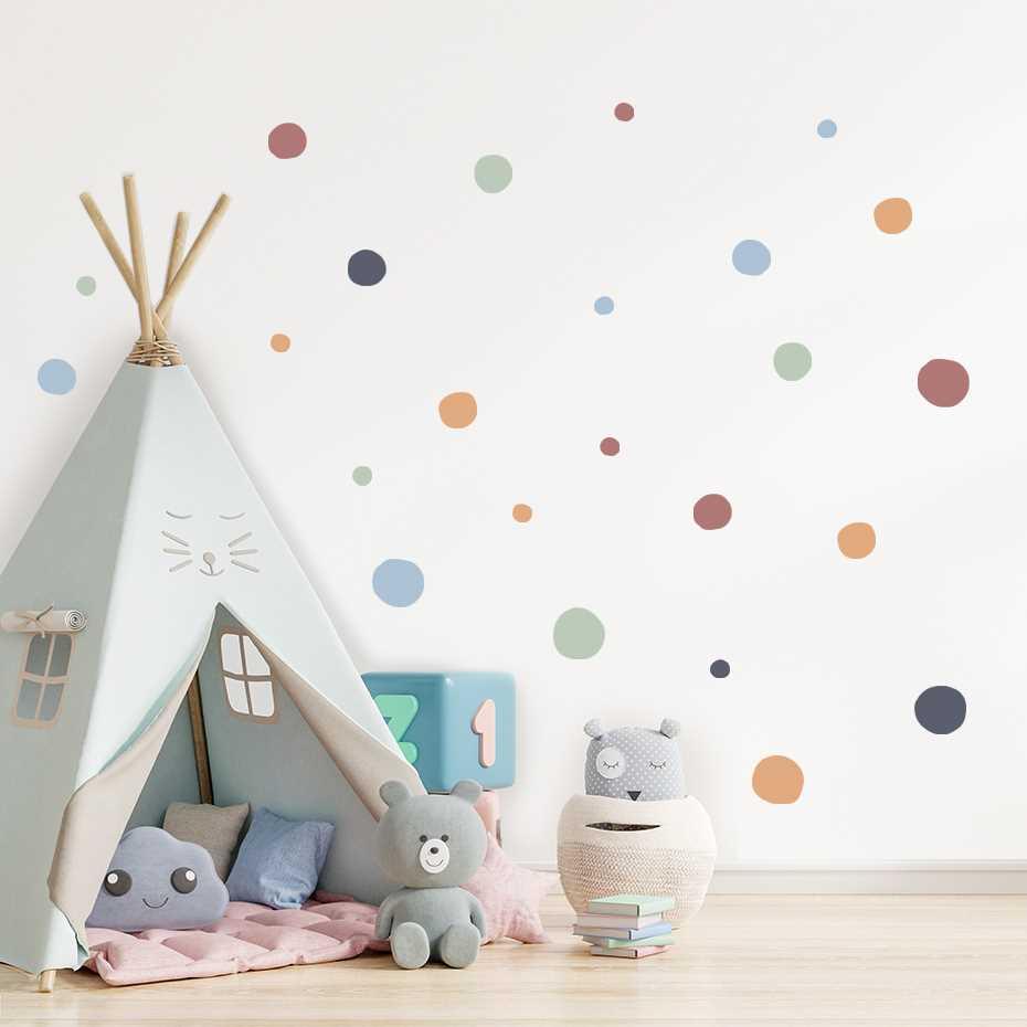 Cartoon Colorful Polka Dots Children Wall Stickers Removable