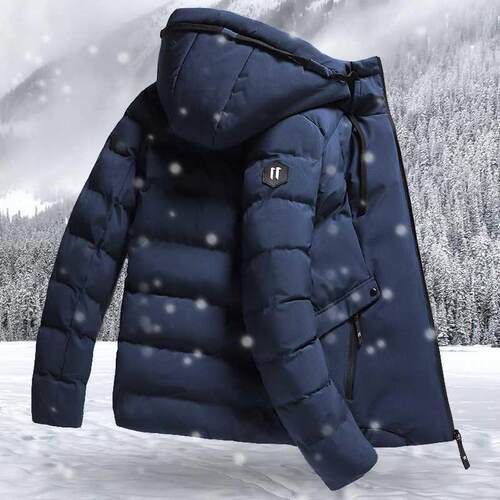 Mens Jacket Hooded Casual Zipper Sreetwear Solid Blue Grey B