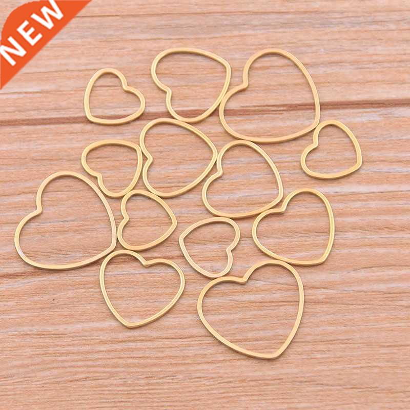 10pcs 3 Size Heart Charm Gold Stainless Steel Pendant Open B