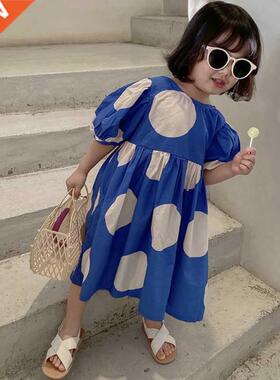 2022 New Summer Girls Dress Korean Style Fashon Cotton Sweet