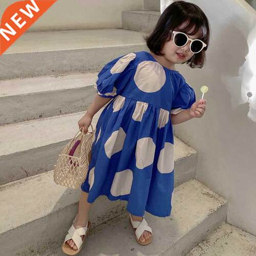 2022 New Summer Girls Dress Korean Style Fashon Cotton Sweet