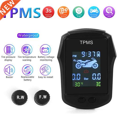 Waterproof Motorcycle TPMS Motorbike Digital LCD Display Tir