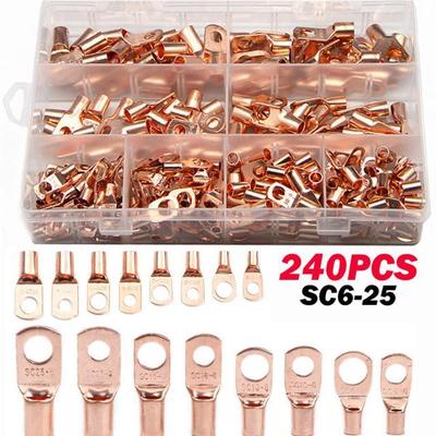 240PCS/Box Wire Lug Connector Ring SC6-25 Copper Connectors