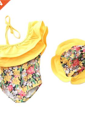 1~7Y Baby Girls Swimming suit Ruffle Style Children Swimwear