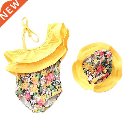 1~7Y Baby Girls Swimming suit Ruffle Style Children Swimwear