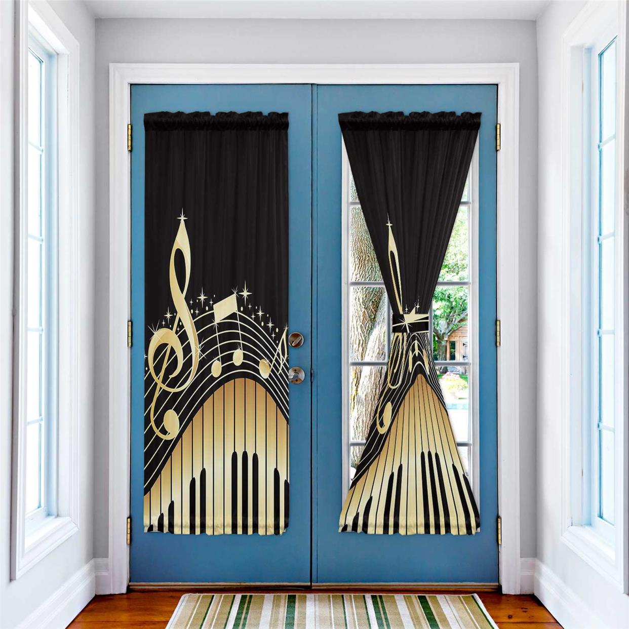 Piano Keys Note Music Gradient Door Curtains Decor Home