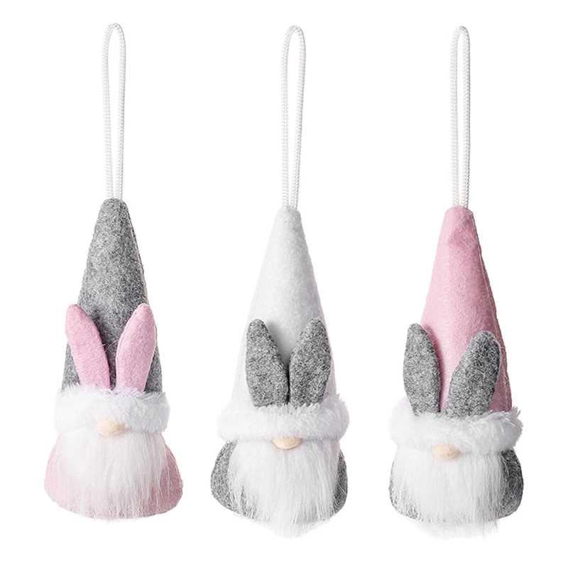 Easter Hangng Bunny Ornaments Plush Rabbt Gnomes Tree Orna
