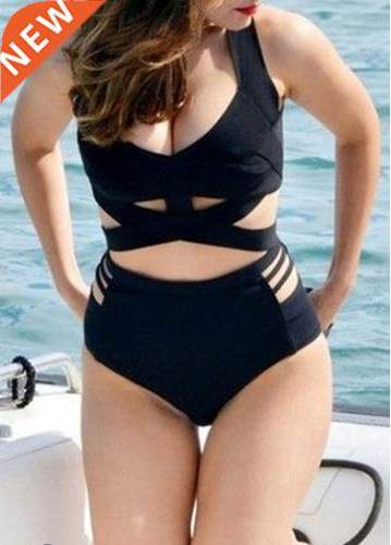 大码女泳衣new plus-size fat lady cross strap swimsuit bikini