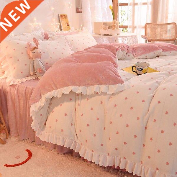 Bed Skirt Milk Fiber Four-Piece Set Winter Coral Fleece图片