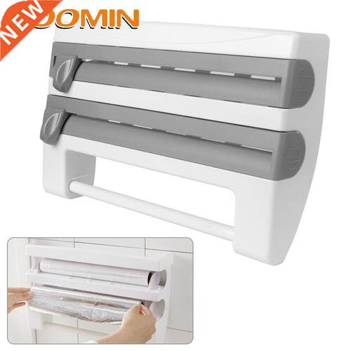 HOOMIN Wall-Mount 4 In 1 Cling Film Cutting Holder Sauce