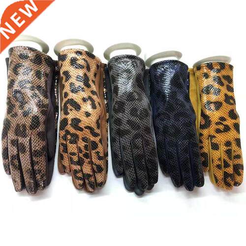 Fashion Women Touch Screen Glove Winter Faux Animal leather