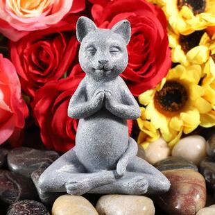 Cat Buddha Meditation Statue Garden Decoration Outdoor Sculp