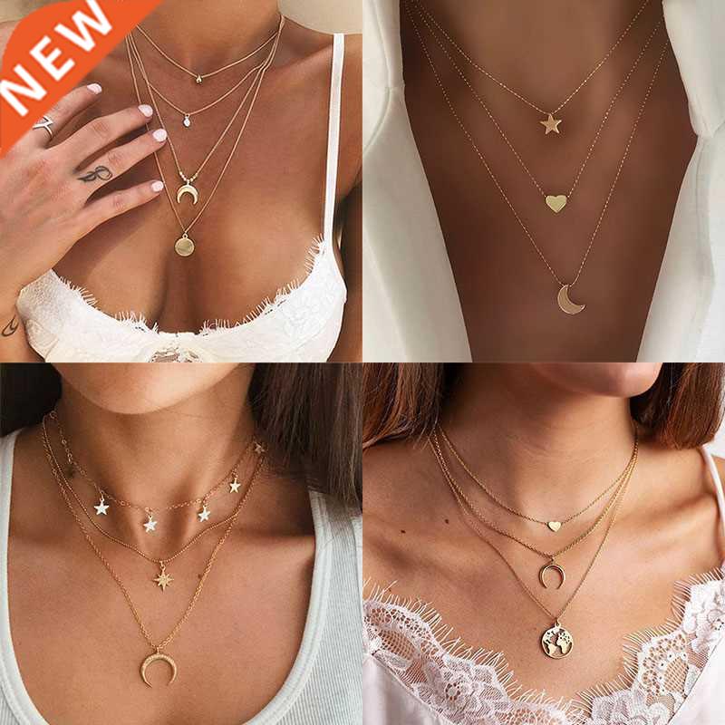 Bohemian Gold Moon Choker Necklace for Women Chains Statemen