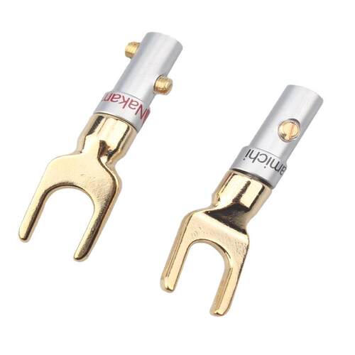 8Pcs Audio adapter Y Spade Plug Gold Plated Brass Nakamichi
