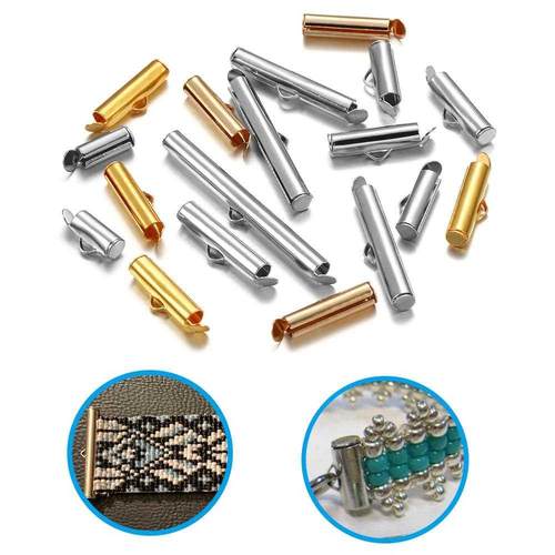 30-50Pcs/lot Crimp End Caps Slider Clasp Buckles Tubes  B