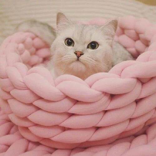Handmade Knit Cotton Cat Bed Mats Warm Soft Small Dog House