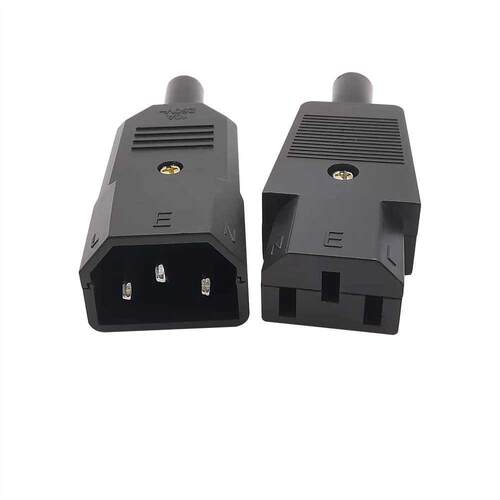 Black IEC20 C14 Male Plug & C1 Female Jack AC 250V 10A