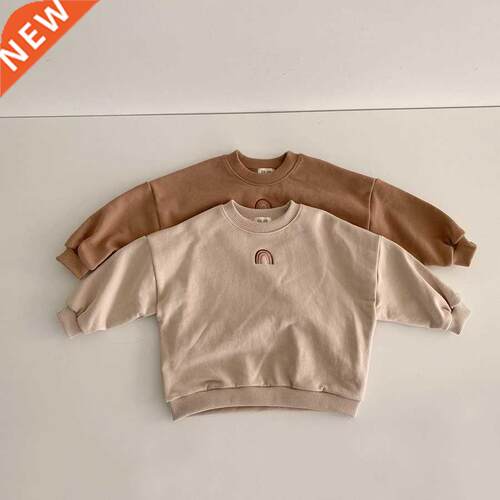 MILANCEL Kids Hoodies O-neck Girls Sweatshirt Rainbow Embroi