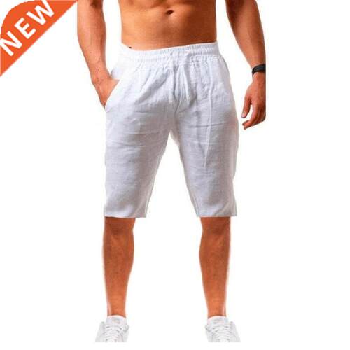 New Men's Cotton Linen Shorts Pants Male Summer Breathable S