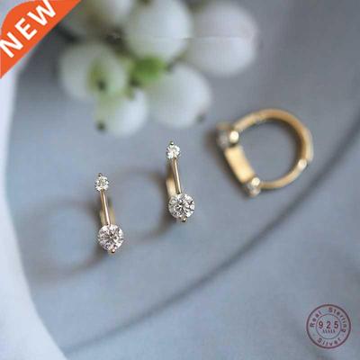 925 Sterling Silver Simple Shiny Srystal U-shaped Earrings W