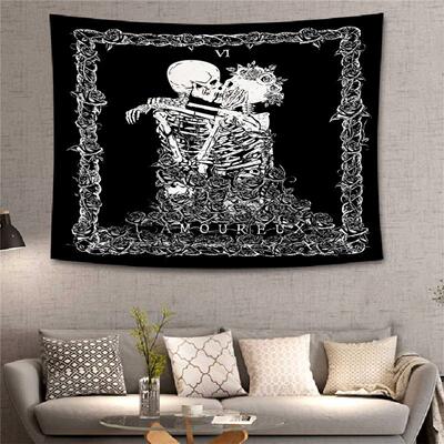 Wall Tapestry Indoor Skull/ Human Face Print Background