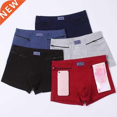 Men's Pockets Underwear Anti-theft Briefs Boxer Panties,two