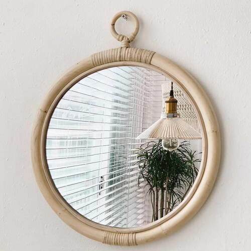 Rattan Wall Mirror Decoration Maison Nordic Korean Japan