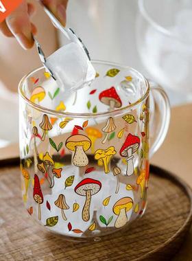 JINYOUJIA Heat-Resistant With Handle Glass Mug Breakfast Mil