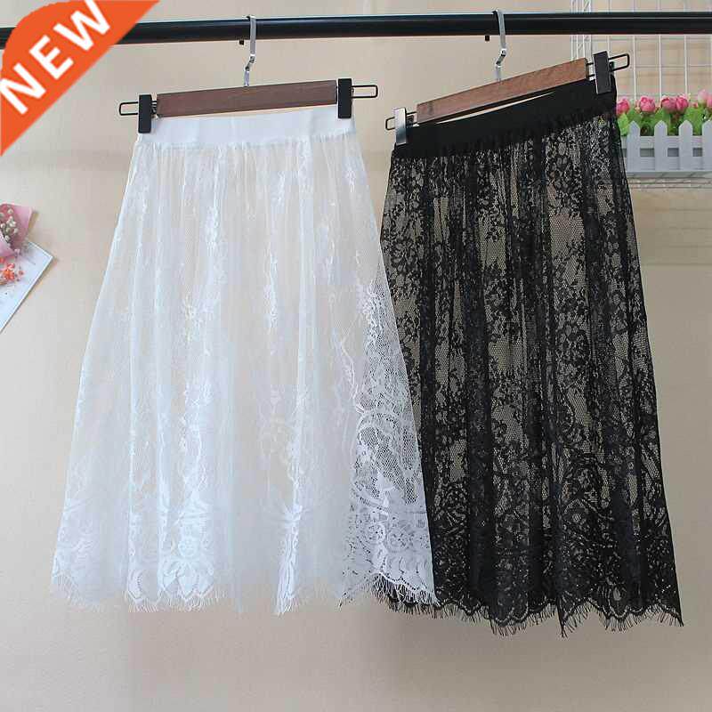Hot Summer Women Lace Skirts Fashion Solid Casual Mesh Tull图片