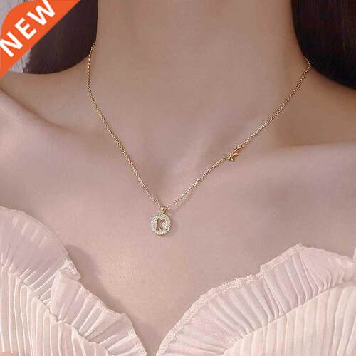 925 sterling silver round letter necklace for women with sim