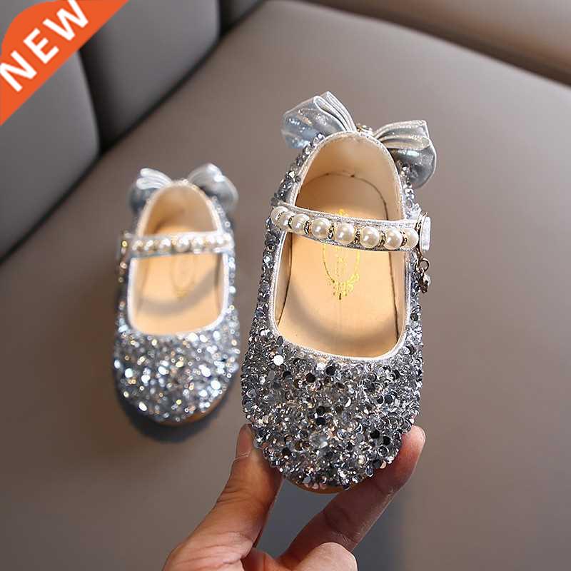 Spring Girls Shoes Glitter Wedding Performance Kids Flats Ba