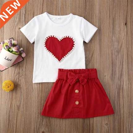 Toddler Kids Baby Girl Short Sleeve Top T-shirt Button Bowk