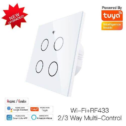 Tuya WiFi RF Smart 4 Gang Glass Panel Switch Smart