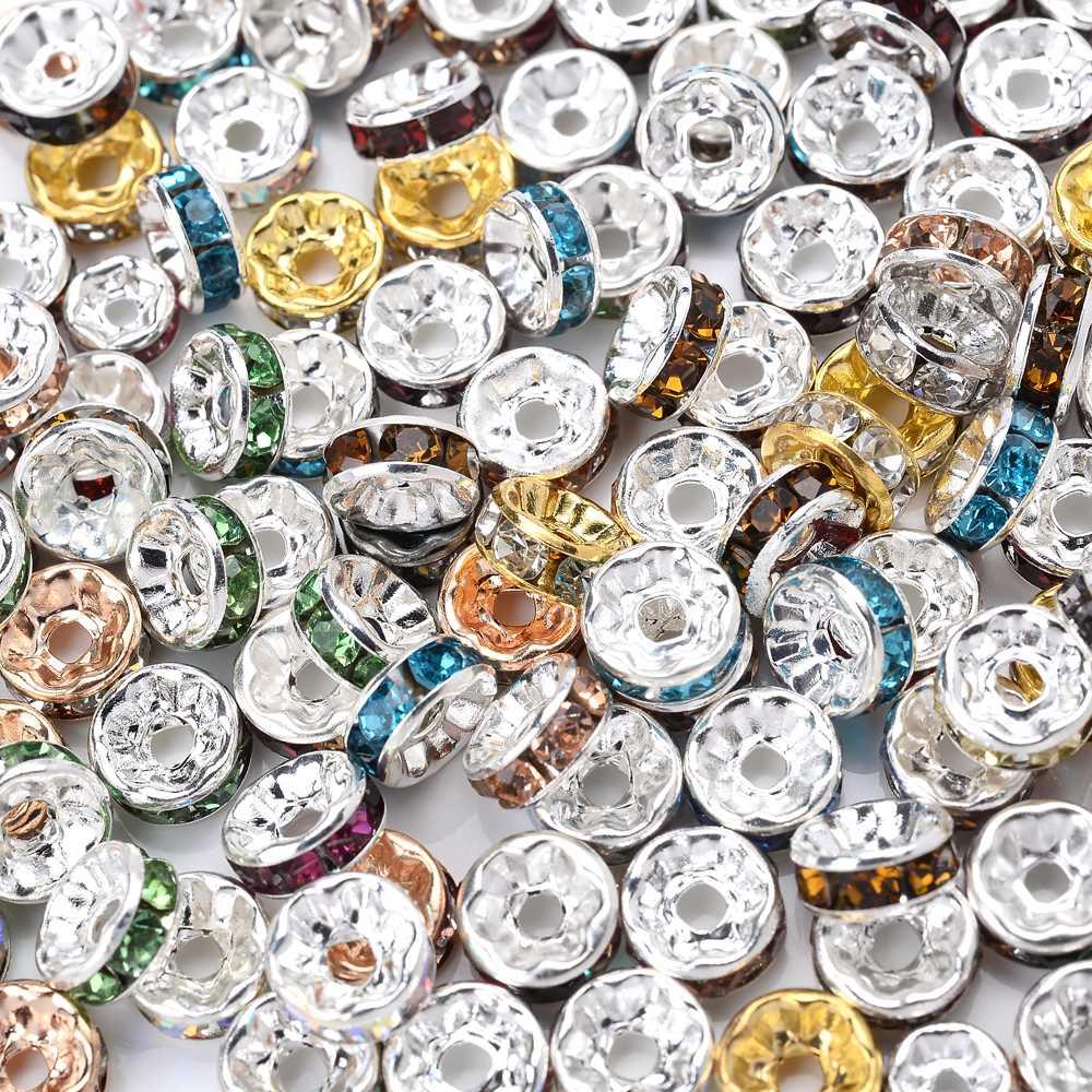 50/100pcs Rhinestone Spacer Beads Mix Color Czech Crystal Me