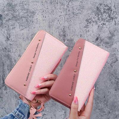 Fashion Women's Pu Leather Long Wallets Sequins Patchwork Gl