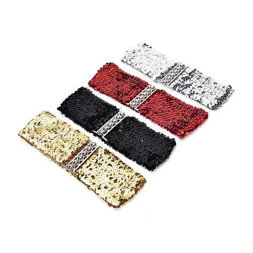 Women Shinny Cummerbund High Fashion Metallic Sequin Women D