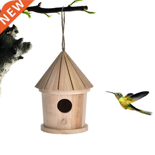 Wooden Bird Nest Hanging House Natural Wooden Cage Resting P