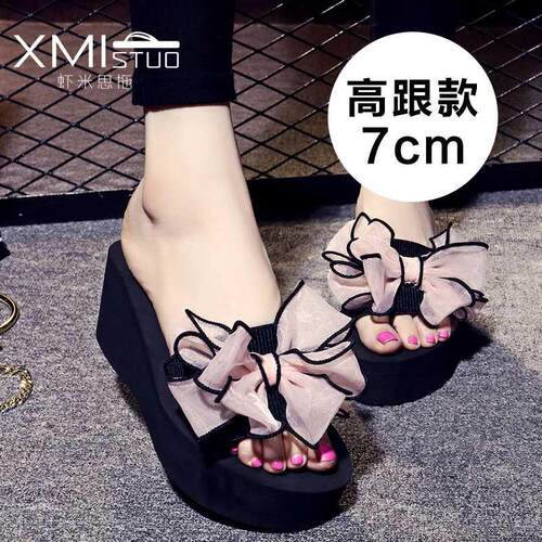 slippers shoes women2022 summer ladies sandals女高跟凉拖鞋