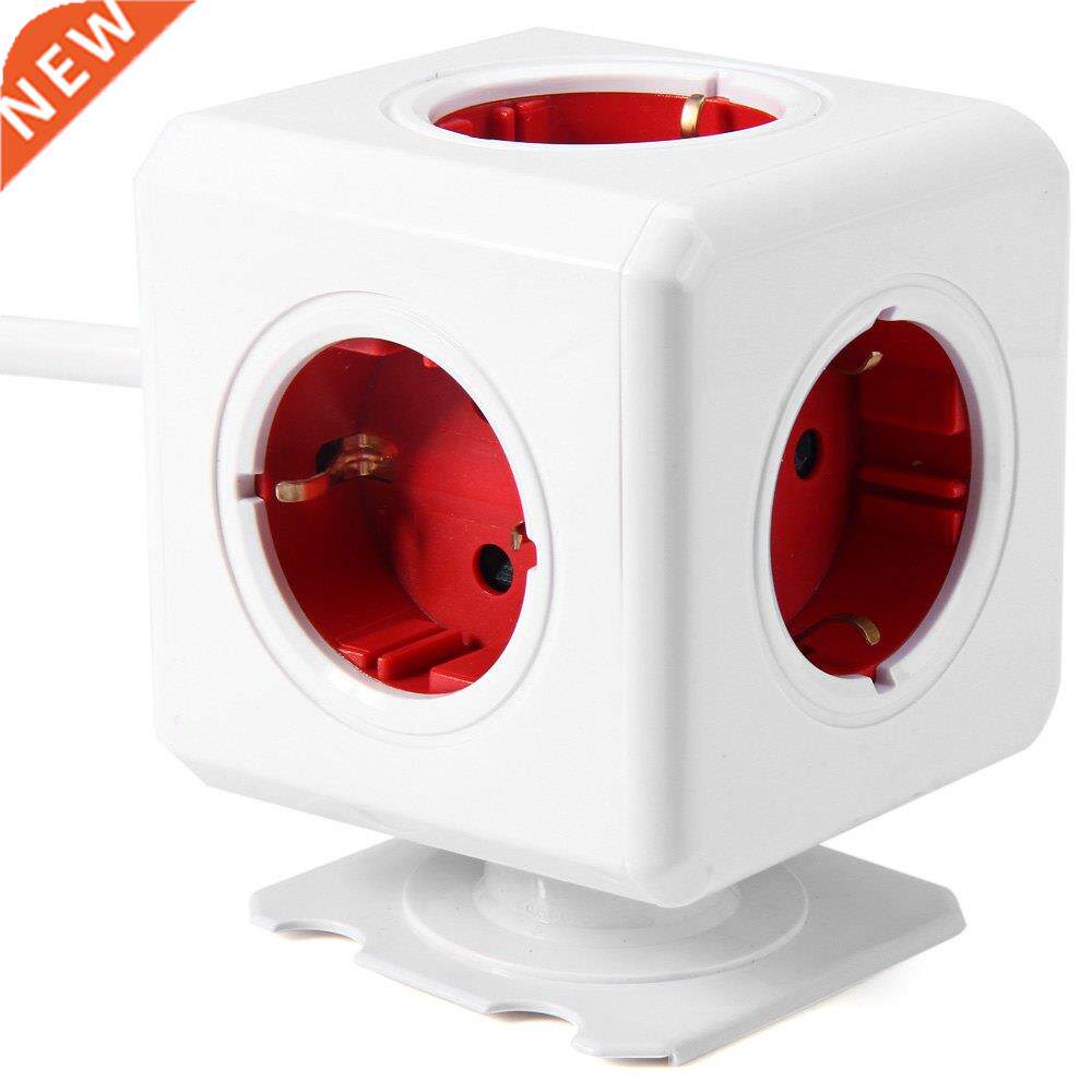 Extended PowerCube Socket EU DE Plug 5 Outlets Adapter with