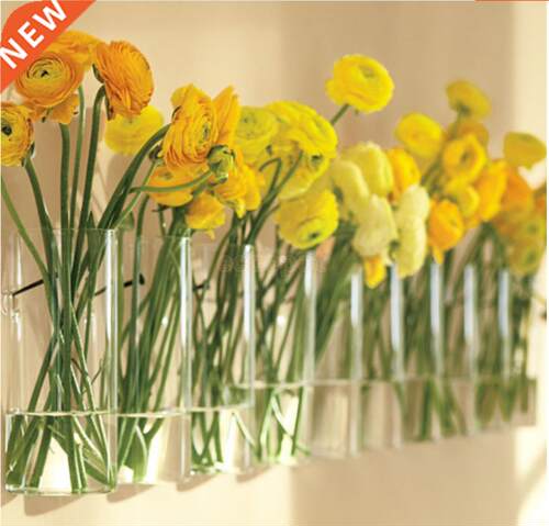 3 Pieces Cylinder Wall Hanging Glass Vase Plants Flowers Hyd