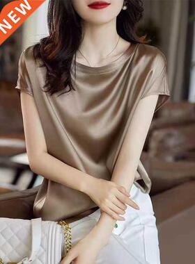 Silk Thin Short Sleeve Tees Korean Style Slip Woan Suer C