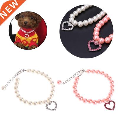 Newest Pet Collar Pearl Necklace Dog Puppy Cat Bowknot Custo