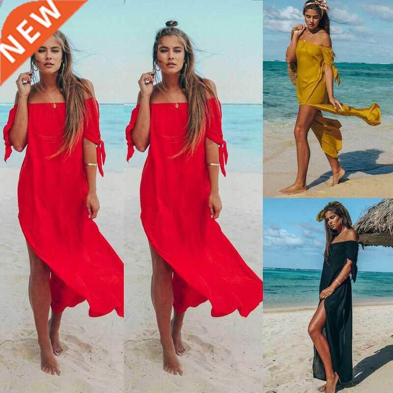 sexy off shoulder women tunic beach dress swim suit short sl