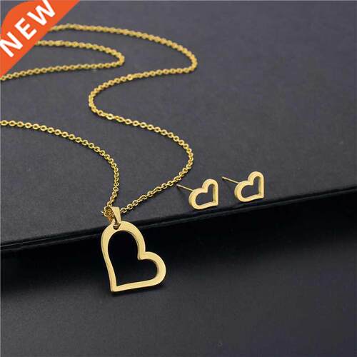 Fashion Stainless Steel Heart Cross Pendant Charm Necklace &