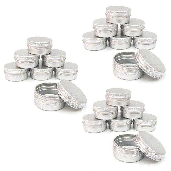 6 pcs 60ml silver metal tins empty slip slide round