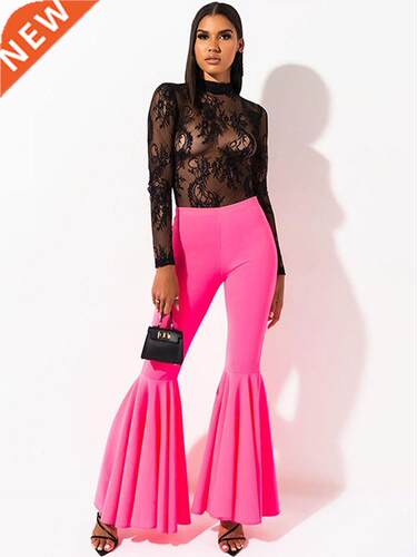 Pants Women Trousers loose Bottom Straight flares Jogging