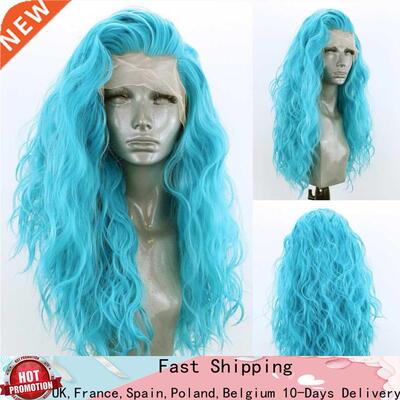 Long Lace Wigs for Women Synthetic Lace Front Wig Blue Hair