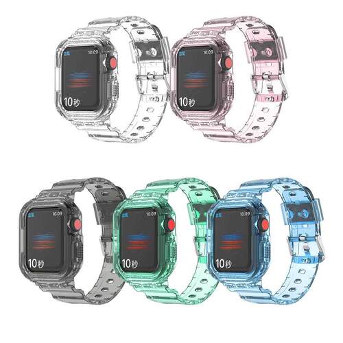 Strap For Apple Watch 7 Watchstrap Transparent TPU Sports Re
