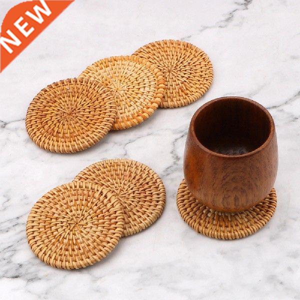 6Pcs/Set coaster rattan placemat woven tea set mat Kung Fu